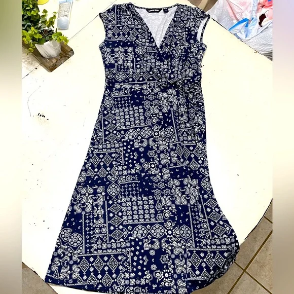 Lands' End | Dresses | Navy Bandana Print Dress From Lands End | Poshmark